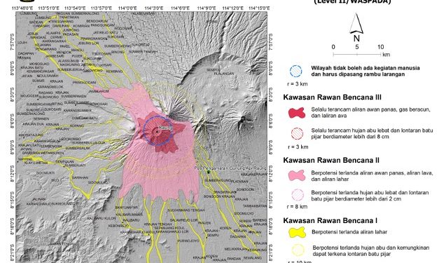 Status Gunung Raung Waspada, Radius 3 Km Berbahaya