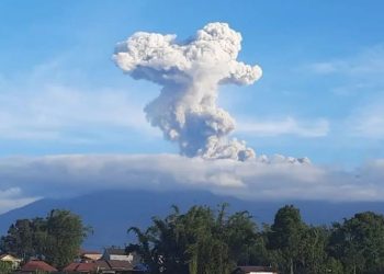 Gunung Marapi Sumatera Barat (2.891) Mdpl kembali erupsi dengan ketinggian abu vulkanik mencapai 1.000 meter dari atas puncak pada Sabtu (26/10/2024). ANTARA/Al Fatah/pri.